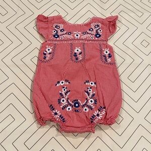 Cecil and Lou Gingham Patriotic Embroidered Bubble Outfit